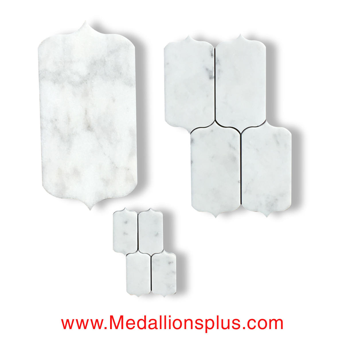 Carrara White Marble Waterjet Cut Tile - Design 27